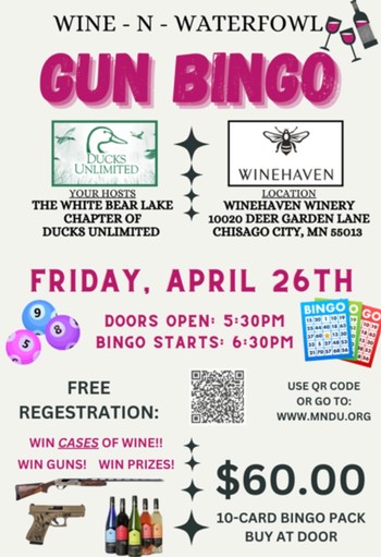 Winehaven Wine and Waterfowl Bingo - April 26 2024